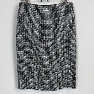 Vintage Ellen Tracy Black White Tweed Pencil Skirt 6